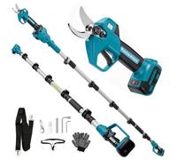 2-en-1 Sécateur Électrique Sans Fil compatible Makita 18 V(sans batterie) | Perche d'Extension de 2.2 mètres, Diamètre de Coupe de 30CM, écran LCD, Moteur Sans Balais, pour Élagage d'Arbres