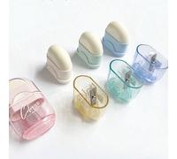 2-en-1 Taille-crayon avec gomme, mini taille-crayon portable mignon de couleur bonbon transparent multifonctionnel avec boîte de rangement pour les copeaux de crayon, essentiel pour les étudiants et l