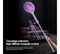 2-en-1 tapette à mouches/moustiques électrique télescopique et pliable avec lumière répulsive violette pour les moustiques - manche extensible, convient pour l'intérieur, le bureau, le jardin, le camp