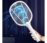 2-en-1 Tapette électrique anti-moustiques, raquette anti-insectes rechargeable USB avec base de chargement, efficace pour l'intérieur et l'extérieur, 500 mAh [Régulier] Attrape-moustiques à coefficien