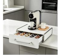2-en-1 tiroir de rangement de café-MENGDA-Porte-capsules à café en fer-36 capsules capacité-Blanc