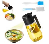 2 en 1 Vaporisateur et Distributeur d'Huile, 470ml Spray Huile Cuisine avec Brosse à Pâtisserie en Silicone & Brosse de Nettoyage, Pulvérisateur Huile d'Olive en Verre pour Cuisine, Salade, Barbecue