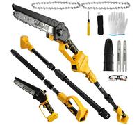 2 en1 Tronçonneuse Perche Élagueuse télescopique Compatible avec Dewalt 20V | 8 Pouces Mini Tronçonneuse sans Fil Tête Pivotante à 90°, Perche Télescopique de 2 m, Moteur Sans Balais