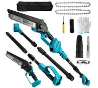 2 en1 Tronçonneuse Perche Élagueuse télescopique Compatible avec Makita 18V | 8 Pouces Mini Tronçonneuse sans Fil Tête Pivotante à 90°, Perche Télescopique de 2 m, Moteur Sans Balais