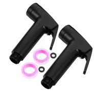2 Ensembles Douchette à Main Bidet G1/2 Noire et Joints | Poignée Ergonomique Légère, Gâchette de Contrôle Pression, Surface Chromée ABS, pour Nettoyage Toilettes Salle de Bain