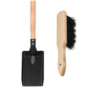 2 Ensembles Kit de Nettoyage Cheminée Balai Pelle à Cendres | Brosse à Poils Denses, Pelle Métallique Épaisse, Rangement Compact, pour Poêles à Combustible et Brasero