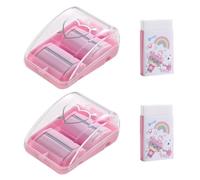 2 ensembles Mini Nettoyant pour Gomme Rouleau de Bureau Portable 5x3x3cm | Plastique, Design Ergonomique, Grand Bac à Copeaux, pour Élèves, Parents et Bureau d'Art