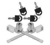 2 Ensembles Serrure de Porte Vitrée Coulissante avec n Fer | Finition Argentée Robuste, Verrouillage Sécurisé, Adaptée aux Présentoirs, Bureaux, Commerces et Vitrines de Congélateur