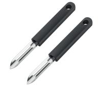 2 Épluche Légumes Acier Inoxydable Lame Pivotante Ergonomique Noir | Pour fruits, économe professionnel, couteau, pomme de terre, carotte, concombre, asperge, cuisine, préparation