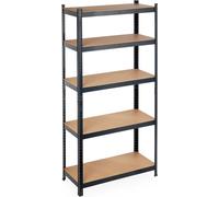 2 étagères pour charges lourdes, capacité de charge 875 kg, 5 tablettes en MDF, à assembler, cave, garage, acier, dimensions : 180 x 90 x 40 cm, noir