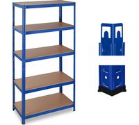 2 étagères robustes, capacité de charge 875 kg, 5 niveaux, à assembler, cave, garage, H x l x P 180 x 90 x 45 cm, acier et MDF, bleu