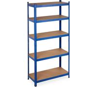 2 étagères robustes, capacité de charge 875 kg, 5 tablettes en MDF, à assembler, cave, garage, acier, H x l x P : 180 x 90 x 40 cm, bleu