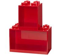 2 étagères superposables en forme de brique LEGO - Rouge