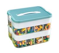 2 étages Boite Rangement Jeux Bloc de Construction Empilable Jouets Organiseur pour Briques Bac de rangement avec plaque de construction & Compartiments