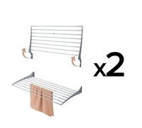 2x Séchoir à linge mural, Séchoir à linge pour murs, verrouillable Corde à linge pour l'intérieur et l'extérieur en aluminium et acier, Foxydry Fold 100 cm