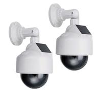 2 Fausses Caméras, Leurres de Caméras, Fausses Caméras de Sécurité dôme CCTV, Fausses Caméras de Surveillance avec LED Rouge Clignotante pour Montage Mural et Plafond Intérieur et Extérieur (blanc)