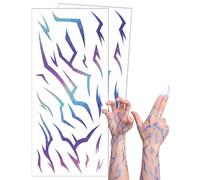 2 Feuilles de Tatouages Temporaires K-Pop Violets, Motifs Démon | Tatouages éphémères violets à motifs d’éclairs et de démons, pour cosplay, festival, Halloween et anniversaire