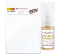 2 feuilles plastique semi-rigides à pâtisserie A4 + Poudre alimentaire irisée dorée - ScrapCooking Multicolore G