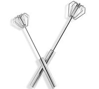 2 fouets rotatifs, mélangeur à main, mélangeur rotatif en acier inoxydable, ustensiles de cuisine semi-automatiques (12 pouces + 10 pouces)