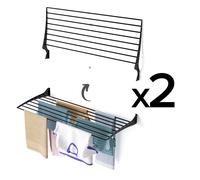 2 Foxydry Fold 116 cm noirs – Étendoirs à linge muraux pliables en aluminium, pour l’intérieur et l’extérieur