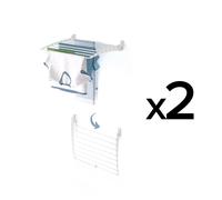 2 Foxydry Fold Down 60 cm blancs – Étendoirs à linge muraux pliables vers le bas, compacts et peu encombrants, idéals pour les petits espaces
