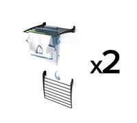2 Foxydry Fold Down 60 cm noirs – Étendoirs à linge muraux pliables vers le bas, compacts et résistants à la corrosion