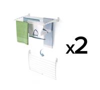 2 Foxydry Fold Down 80 cm blancs – Étendoirs à linge muraux pliables vers le bas, peu encombrants, pour balcon et terrasse