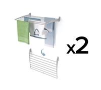 2 Foxydry Fold Down 80 cm – Étendoirs à linge muraux pliables vers le bas, en aluminium et peu encombrants