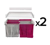 2 Foxydry Hide 101 cm blancs – Étendoirs à linge muraux rétractables en aluminium, au design moderne, pour balcon ou terrasse