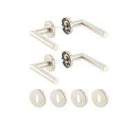 : 2 garnitures de porte en inox - 4 poignées et 12 rosaces