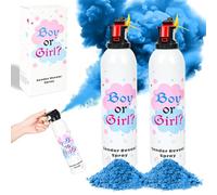 2 grandes vaporisateurs de poudres de gender reveal - Idées pour la fête de révélateur de genre du bébé ; Fournitures pour la fête de révélateur de genre 100% biodégradable (bleu)