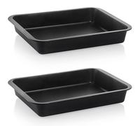 2 grands plats à gratin profonds, antiadhésifs et munis de poignées, pouvant également servir de plats à lasagnes, de cocottes ou de moules à gâteaux.