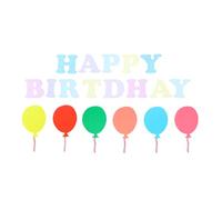 2 Guirlande Anniversaire Multicolore en Papier, Banderole Joyeux Anniversaire et Motif Ballon, Décoration Anniversaire Bannière de Fête pour Mur et Fond de Photo