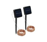 : 2 guirlandes lumineuses solaires en fils de cuivre - 32 m - 300 LED blanc chaud