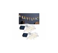 : 2 guirlandes porte-photos avec 40 pinces à LED chacune - 10 m - Solaire