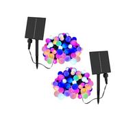 Lot de 2 guirlandes lumineuses solaires 100 ampoules rondes multicolores LED BILLY RGB 10.90m