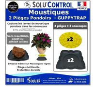 2 Guppy Trap + 2 coupelles Piège Pondoir à Moustiques sans produit sans Adhésif Médaille d'argent Concours Lépine 2023