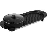 2-in-1 Grill & Gourmet Hot Pot - Electrique 2200W - Hotpot & Fonction Gril - 5 Vitesses - Anti-adhésif - Pour 2-8 personnes - Noir