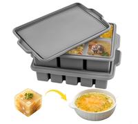 2-in-1 Moule à Soupe Congelation, Lot de 2 Plateau de Congélation en Silicone avec Couvercle, Bac à Glacon Soupe pour Sauces, Bouillon, Ragoûts - Passe au Four et au Lave-Vaisselle - 625ml