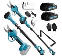 2 in 1 Secateur Electrique avec Perche, 40mm Sécateur Électrique Sans Fil Telescopique avec 2X3000mAh Batterie, Extension Jusqu'à 4.5M, pour L'élagage des Arbres et Arbustes