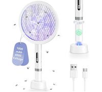 2 in1 Raquette Electrique Insectes,4000V Puissant Raquette Anti Moustique Electrique,1800mAh USB Rechargeable Tapette à Mouche avec