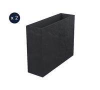 2 Jardinières Rectangulaire Volcania Effet Pierre 63 L Anthracite - Eda
