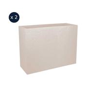 2 Jardinières Rectangulaire Volcania Effet Pierre 63 L - Beige Calcaire - Eda