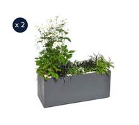 2 Jardinières Rectangulaire Volcania Effet Pierre 99,5 X 39,5 X 43,5 Cm - Gris Anthracite