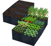 2 jardinières surélevées en tissu, 180 x 90 x 30 cm, 128 gallons, 8 compartiments, bacs à plantes rectangulaires, bacs à plantes durables pour herbes aromatiques, fleurs, légumes et pommes de terre