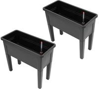 2 jardinières surélevées pour balcon et jardin | Table de semis XXL avec réservoir d'eau pratique et bouchons en caoutchouc | Pots de plantation pour légumes, herbes aromatiques et fleurs | Adaptés po