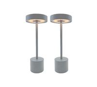 Lumisky Lampe de table ROBY GREY Lot de 2 sans fil LED aluminium touch H30 cm gris clair