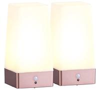 Lunartec 2 lampes de table carrées avec capteur de mouvement PIR rechargeables