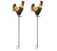 2 lampes d'extérieur LED, lampe de jardin, capteur crépusculaire, métal marron, H 100 cm