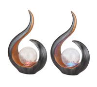 2 lampes solaires d'extérieur, sculpture, lampes solaires LED à changement de couleur, verre, H 33,5 cm